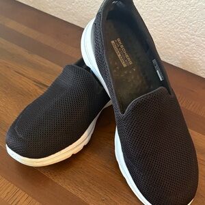 Skechers Slip-On Mesh Sneakers in Black and White